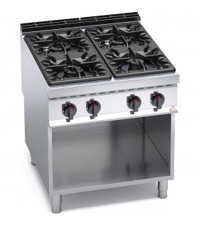 Fourneau Gaz 4 feux vifs : 1x3,5kW + 1x7kW + 2x12kW  MAXIMA 900 G9F4M BERTO'S 20702500