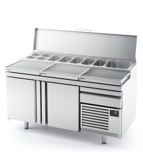 Meuble pizza L1700 x P800 2 portes, grilles de travail en options. Garantie 2 ans - MPL1740 INFRICO (grilles en options)