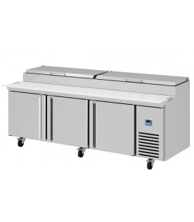 Table pizza L 2370 x P 845 3 portes + roulettes. Garantie 2 ans - Ligne américaine MR93EN INFRICO