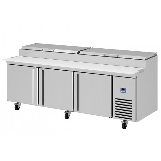 Table pizza L 2370 x P 845 3 portes + roulettes. Garantie 2 ans - Ligne américaine MR93EN INFRICO