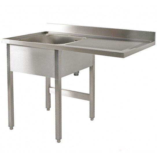 Plonge inox espace lave-vaisselle 1 bac et 1 égouttoir à droite 1400x700x900 Bertrand PL/1416D+P0/LV