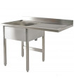 Plonge inox espace Lave-Vaisselle 1400x700mm 1 bac + 1 égouttoir droite