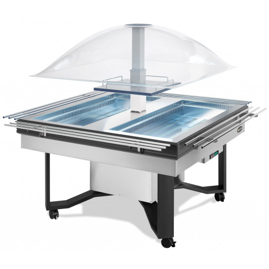 Self buffet froid +3 +10°C avec étagères CUPOLA INOX CON MENSOLE SCAIOLA