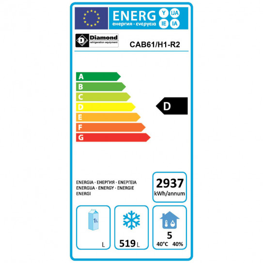 Classe énergétique armoire conservation ice-cream ventilée CAB61/H1-R2 Diamond