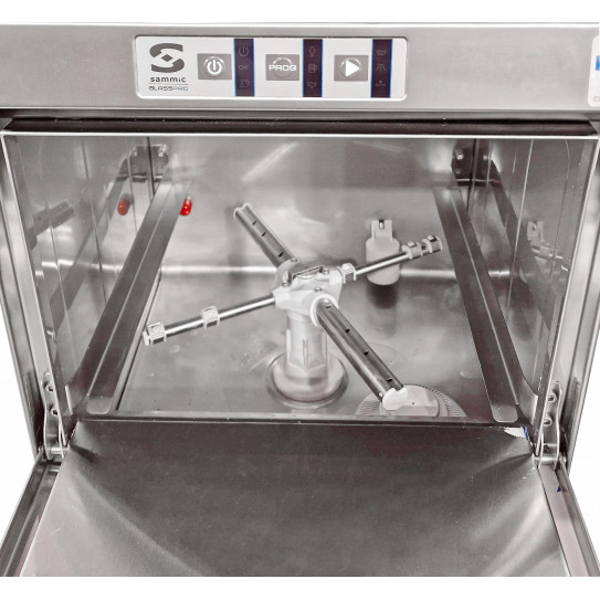 Lave-verres GP-35 vue cuve diffuseur inox bas et haut rincage - Sammic GP-35