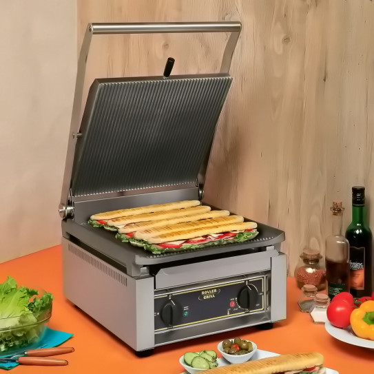 Contact Grill Panini XL extra-large fonte Rainuré 3,6 kW Monophasé 230V - PANINI XL B ROLLER GRILL