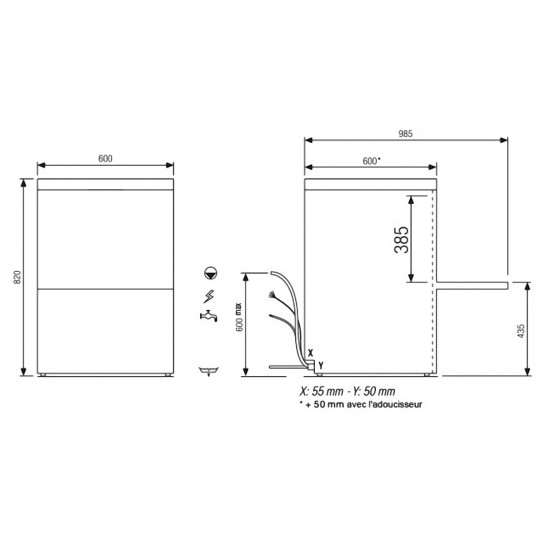 Dimensions lave-vaisselle 50x50 NEO600APV1 NEOTECH COLGED NOSEM