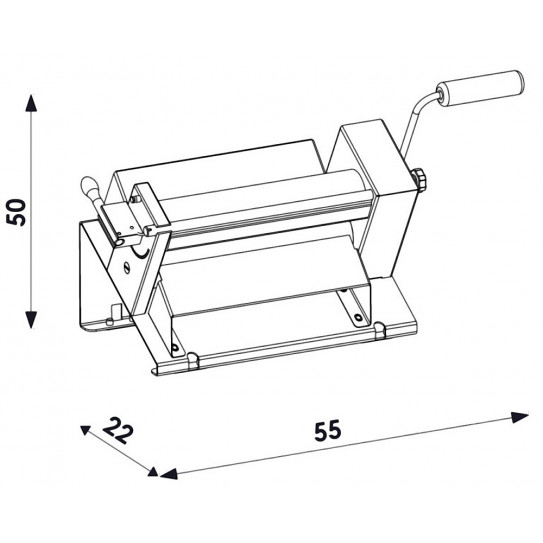 Schéma dimensions dérouleuse pâtisserie manuelle SFOGLIAFACILE Pastaline