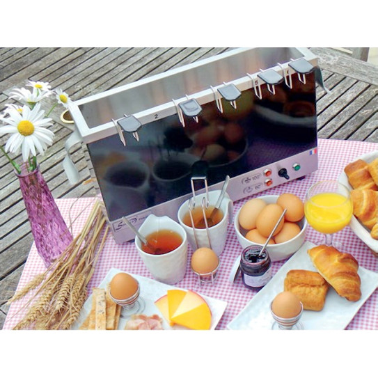 Cuiseur à œufs sofracolor noir et inox 6 paniers Sofraca 25002N