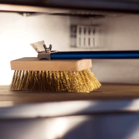 Rotating head oven brush with brass bristles and ss scraper GI-METAL AC-SP2/150