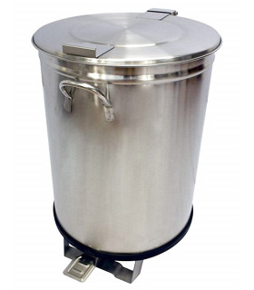 Poubelle inox 100L couvercle commande à pédale sur roulettes 90 052 0700 L2G