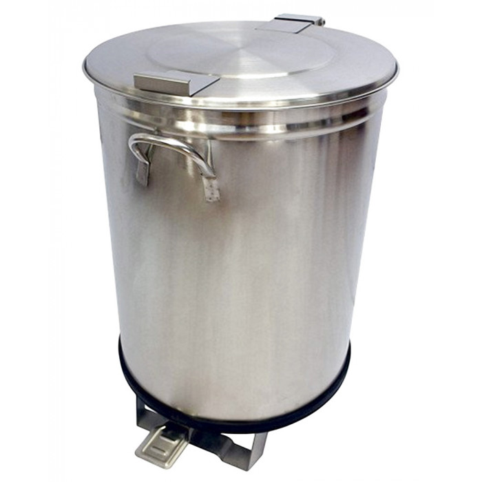 Poubelle ronde à pédale tout inox - 100 litres