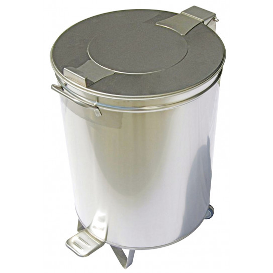 Poubelle inox 100L couvercle commande à pédale sur roulettes 900520700 L2G