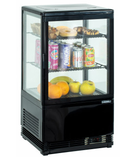 Mini vitrine réfrigérée à poser 58 L ventilée 4 faces vitrées CVR58LN Noire