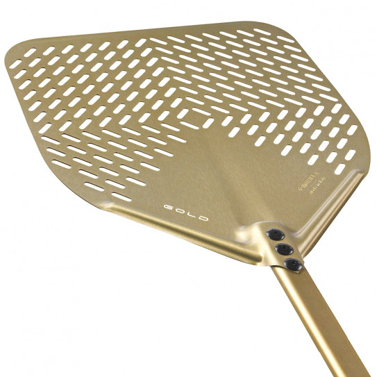 Pelle à pizza GOLD tête rectangulaire perforée 33 cm Manche 120 cm G-32RF/120 et G-32RFX/120 GI-METAL