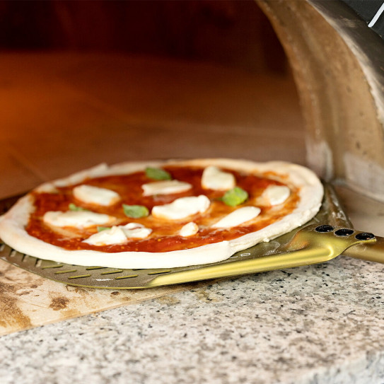 Pelle à pizza GOLD tête rectangulaire perforée 33 cm Manche 120 cm G-32RF/120 et G-32RFX/120 GI-METAL