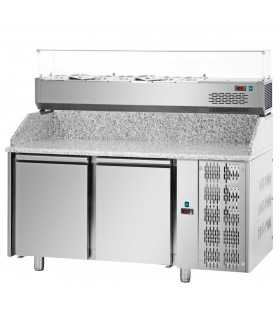 Table pizza tropicalisé 1610 granit 2 portes + vitrine PIZ 2P 800 + VD3/160 DAP TECNODOM