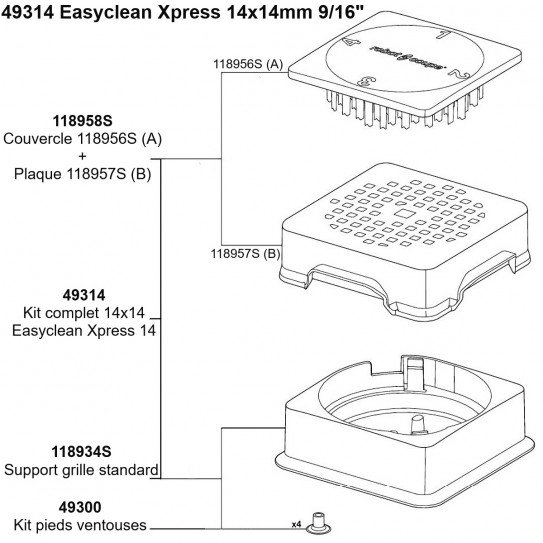 EasyClean Xpress 49314 nomenclature kit 14x14 118958S 118934S Robot-Coupe