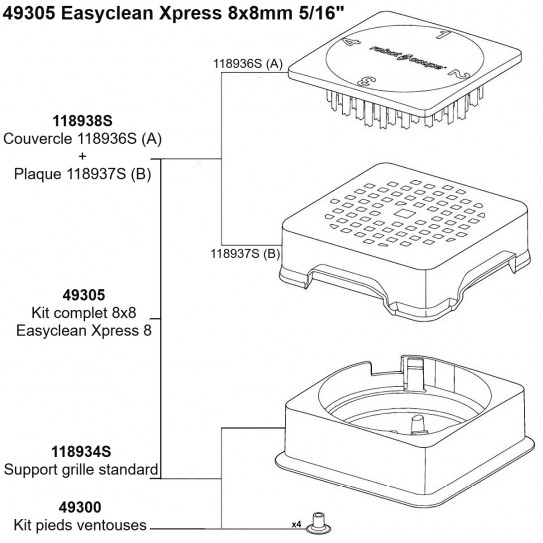EasyClean Xpress 49305 nomenclature kit 8x8 118938S et 118934S Robot-Coupe