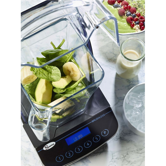 Santos 62 Blender Brushless vue dessus cloche d'insonorisation ouverte