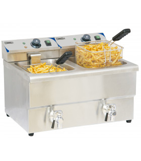Friteuse électrique professionnelle double cuves 2x8L avec vidange Casselin CFEV82