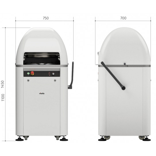Dimensions Vitella Diviseuse Bouleuse semi automatique 11 divisions de 180g à 500g - SPA SA 11