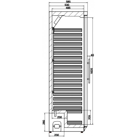 Dimensions Réfrigérateur professionnel 1 porte en verre Combisteel 7450.0557