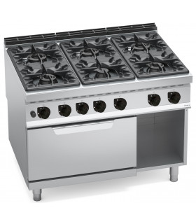 Gas range 6 burners 3,5 to 12kW on gas oven 7,8kW BERTO'S G9F6+FG - 20706000
