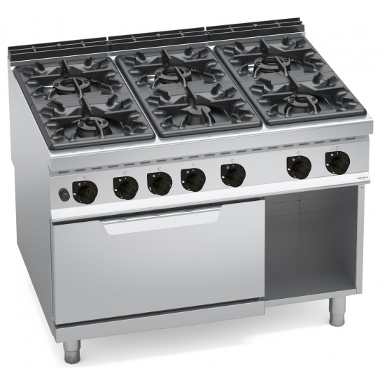 Gas range 6 burners 3,5 to 12kW on gas oven 7,8kW BERTO'S G9F6+FG - 20706000