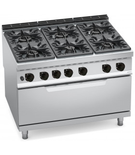 Gas range 6 burners on big gas oven 12 kW - BERTO'S MAXIMA 900 HIGH POWER G9F6+T - 20706200