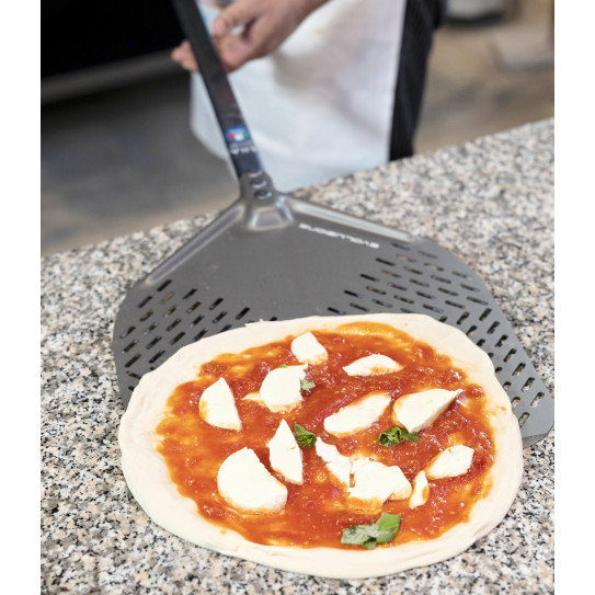 Pelle à pizza Evoluzione tête rectangulaire perforée 33 cm Manche 120 cm E-32RF et E-32RFX GI-METAL