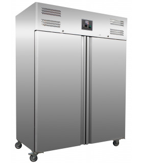 Armoire froide inox 2 portes 1400 L positive ventilée sur roulettes GN 2/1 - GN1410TN L2G