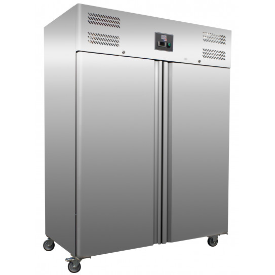 Armoire froide inox 2 portes 1400 L positive ventilée sur roulettes GN 2/1 - GN1410TN L2G