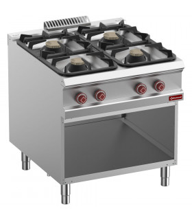 Fourneau gaz 4 feux 2x7kW + 2x11kW sur armoire ouverte - G9/4BA8-N Diamond