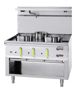 Feux chinois 3 brûleurs asiatiques wok 3 couronnes   + Rideau d'eau - ASIAII C3R/14 JUMBO Bertrand Manufacturer