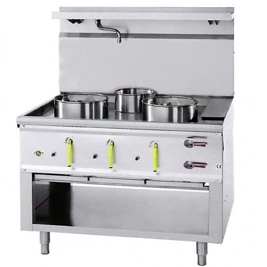 Feux chinois 3 brûleurs asiatiques wok 3 couronnes   + Rideau d'eau - ASIAII C3R/14 JUMBO Bertrand Manufacturer