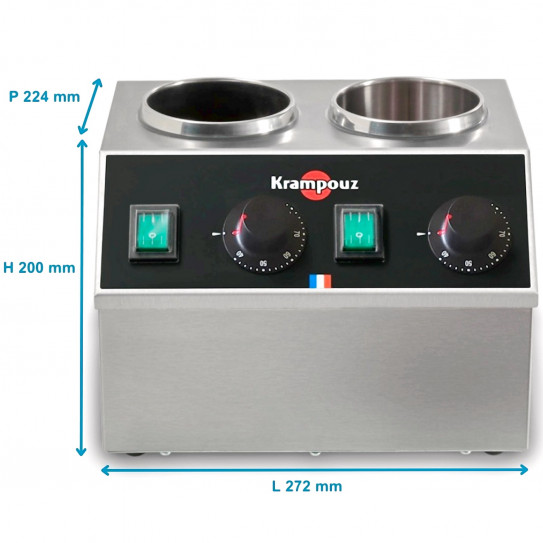 Dimensions BECIC2 topping warmer Krampouz L 272 x P 224 x H 200 mm