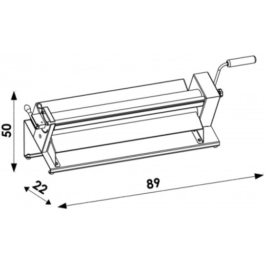 Schéma dimensions dérouleuse pâtisserie manuelle SFOGLIAFACILE XL Pastaline