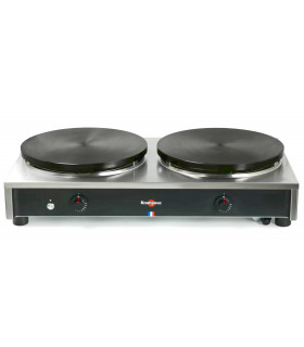 CSCS8MA-KR crêpière gaz Krampouz professionnelle double 2 plaques fonte acier usinée diamètre 40cm Standard