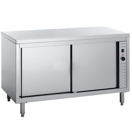 Meuble chauffant inox 1200xP700 chauffe-assiettes traversant Armoire chauffante 2 x 2 portes coulissantes 7452.0022