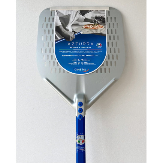 Pelle à pizza tête rectangulaire perforée 33 cm Ligne Azzurra A-32RF/60 GI-METAL