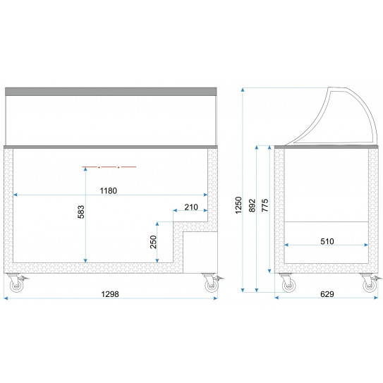 Dimensions congélateur conservateur à glace pour 10 x 5L bacs plastiques, Paniers inclus - IC401SC+SO TEFCOLD