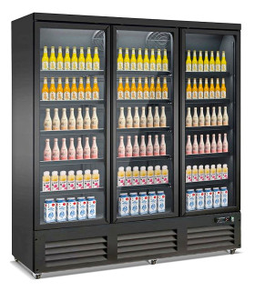 Vitrine murale réfrigérée 188cm 3 portes vitrées sur roulettes, noire CEB-1600R BL - 7526.0110 Combisteel