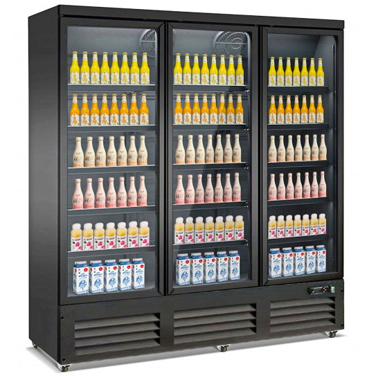 Vitrine murale réfrigérée 188cm 3 portes vitrées sur roulettes, noire CEB-1600R BL - 7526.0110 Combisteel