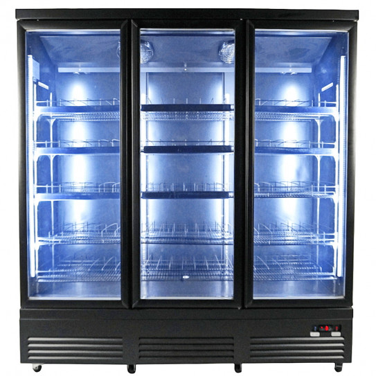 Vitrine murale 188cm 3 portes vitrées sur roulettes, noire CEB-1600R BL - 7526.0110 Combisteel