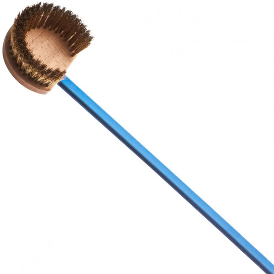 Brosse four pizza ronde demi-lune pro à crin de laiton et grattoir en acier inoxydable + Manche 1,50m  AC-SPT GI-METAL