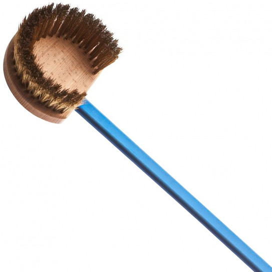Brosse four pizza ronde demi-lune pro à crin de laiton et grattoir en acier inoxydable + Manche 1,50m  AC-SPT GI-METAL
