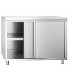 Table travail meuble bas inox 1200x700 2 portes coulissantes C7TTPC120