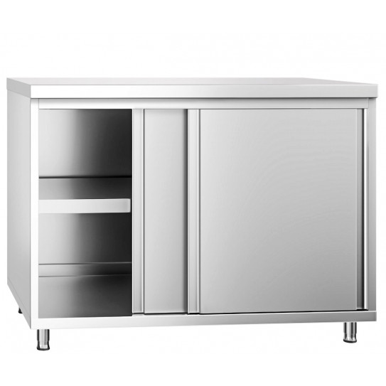 Table travail meuble bas inox 1200x700 2 portes coulissantes C7TTPC120