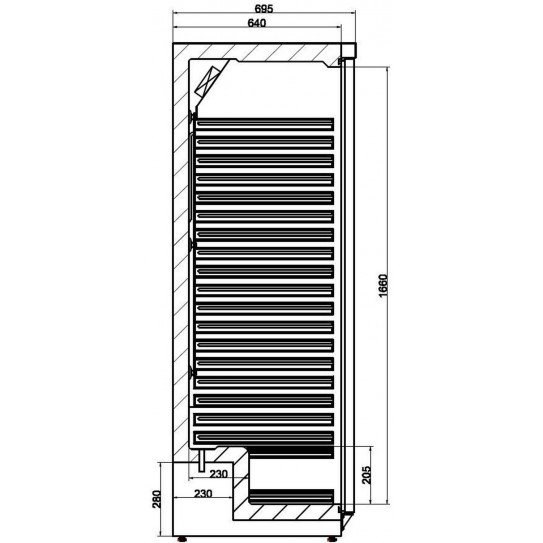 Dimensions réfrigérateur professionnel 1 porte 600L Combisteel 7450.0560